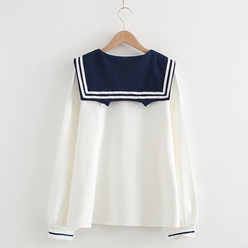 CORIRESHA Girls Japanese Cute Cat Blouse Sailor Collar Long Sleeve Striped Bow Preppy Shirt2