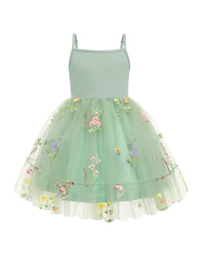 Arshiner Toddler Girl Tulle Dress Sage Green Tutu Party Princess Dresses Fairy Photoshoot Outfit Spring Clothes 4t