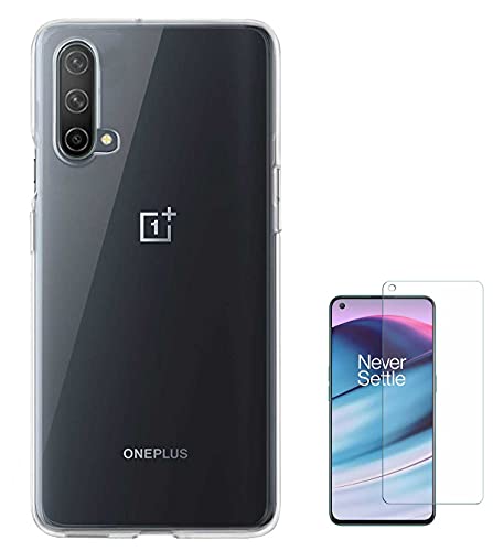 Image of Soft Flexible Silicone Back Cover (OnePlus Nord CE 5G, Transparent Case + Screen Guard)