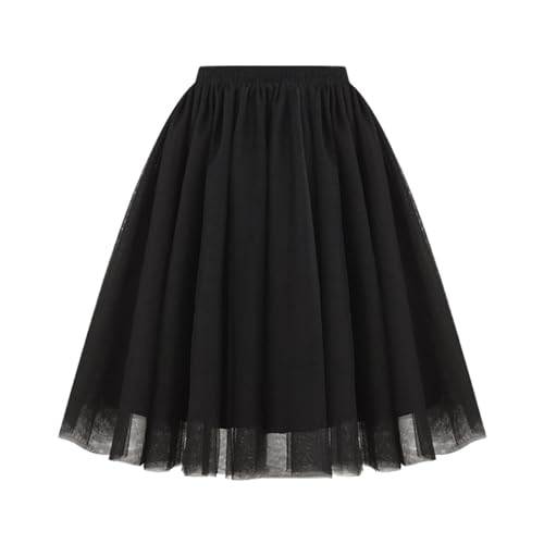 Black Swan, Tüllkleider Für Damen, Tütü Tüllrock Damen Schwarz, Rock Ballettrock Midi Lang Elastische Hohe Taille Petticoat Unterrock Tanzkleid...