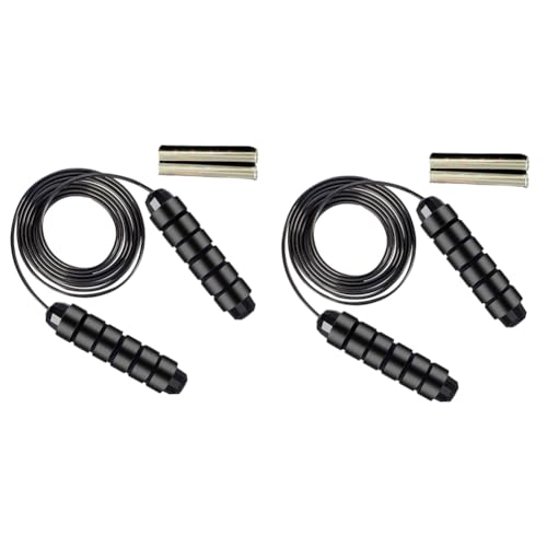 Bskivd 加重縄跳び フィットネス トレーニング ヨガ エクササイズ ワイヤーベアリング 縄跳び ブラック