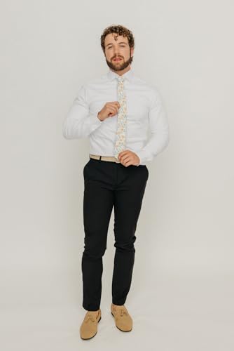 Image of DAZI Men's Skinny Tie Floral Print Cotton Necktie, Great for Weddings, Groom, Groomsmen, Missions, Dances, Gifts.