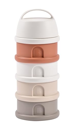 Image of Beaba Stacked Formula Container - Air Tight Multifunctional Storage Container for Storing Milk Powder and Baby Food, 4 Interchangeable Compartments, Microwave Safe, Travel Friendly, Terracotta