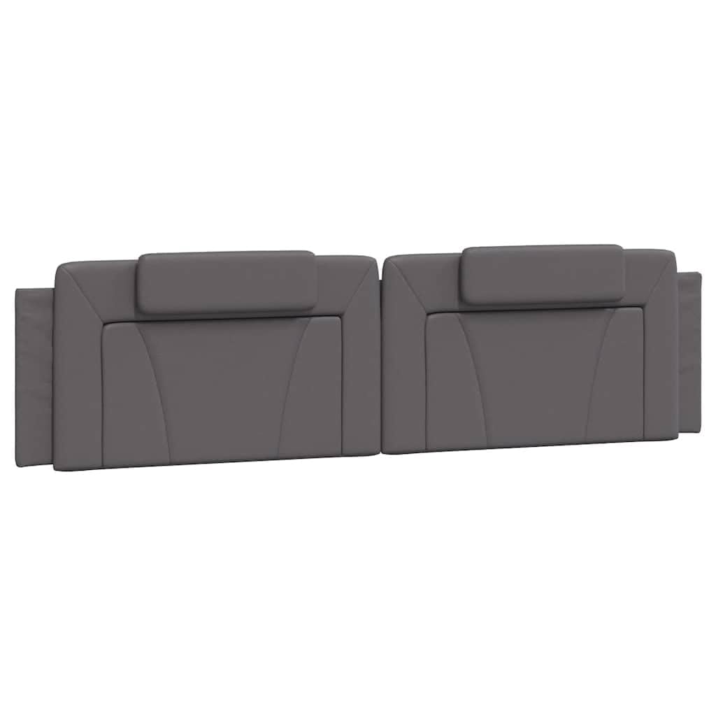 vidaXL Cabecero de Cama Acolchado Viana, Cabezal Tapizado de Cojín Almohada, Cabecera Colgante, Mueble para Dormitorio, Cuero Sintético Gris 200 cm