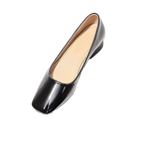 Women's Luxury Slip-On Pumps Square Toe Dress Leather Shoes