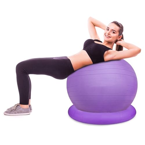Chaise Ballon Ballon De Yoga Pour Chaise De Bureau Ergonomique Violet, Balles D'équilibre Gonflables Anti-éclatement, Kit De Base Et De Bandes 55 65 75 Cm,...