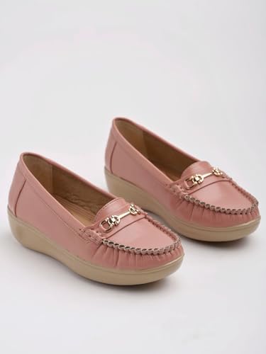 Image of Shoetopia Women's Comfort Loafers - Soft Sole Slip-On Moccasins with Horsebit Detail | Casual & Office Wear Flats