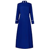 guanee Women Clergy Robes Cassocks Choir Robes Minister Cosplay Renaissance Pastor Vestment for Church Events(X-Large,Dark Blue)