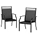LIFERUN Gartenstühle Set 2PCS Verbreiterter Sitzfläche Terassenstuhl mit Teslin Stoff Atmungsaktiv Schnelltrocknend Outdoor-Stühle bis 120 kg belastbar für Garten Terrasse Balkon Poolbereich (Schwarz)