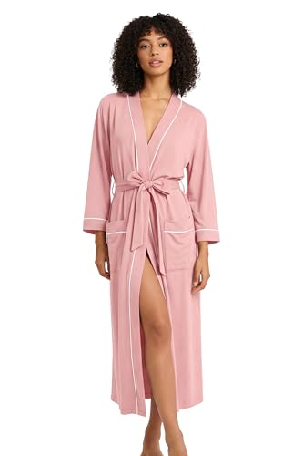 HEARTNICE Morgenmantel Damen 100% Baumwolle, Bademantel leicht Kimono...