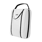 Oshhni Golf Schuhe Tasche Reise Aufbewahrung PU mit Innovativem Reißverschluss Und Robustem Griff für Sportevents Golfplatz Damen Und Herren, Weiß