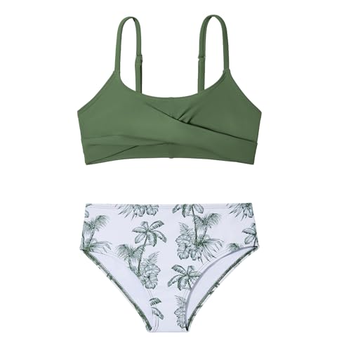 Image of Zando Girls Swimsuit Two Piece - Adjustable Strap Bathing Suit Solid Color Bikini Sets for Teens Girl Beach Swimwear