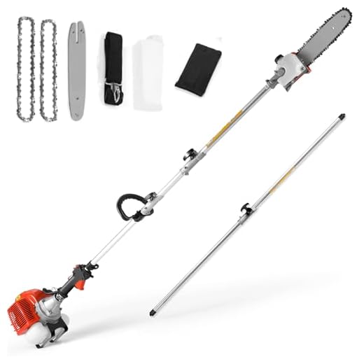 Pole Saw Gas Powered 58CC, 2-Cycle Engine Gas Pole Saw, 11.5-Inch Bar with 16-Foot Extendable Reach, Pole Saw Gas for Tree Trimming & Branch Cutting