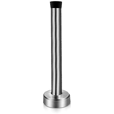 Door Stop, 6 Inch Door Stopper Extra Long Door Stop Wall Mounted with Sound Dampening Rubber Tip Brushed Nickel Stainless Steel Doorstops Wall Protector for Skirtings, Silver Cover