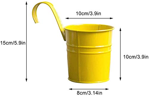 LAAT Hanging Pots Metal Iron Flower Pot Garden Pots with Detachable Hook Balcony Planters Metal Bucket Flower Holders Home Decor (Purple)