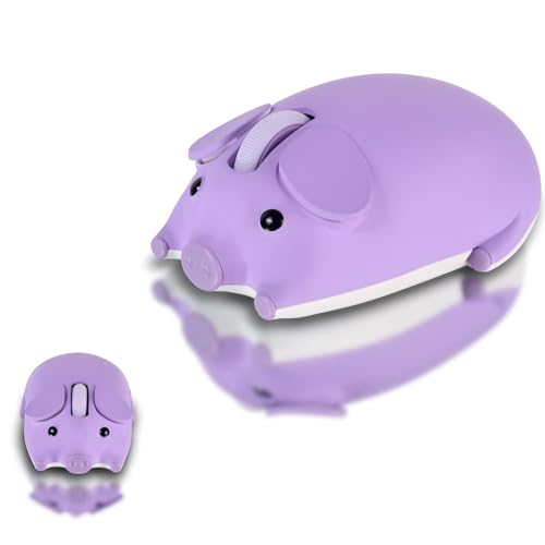 elec Space Cute Pig Design Wireless Mouse Dual Mode Bluetooth & USB Mouse, Silent Operation, Ergonomic, Perfect for Laptops & PCs, Ideal Gift for Animal Lovers and Family(Purple)