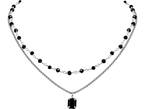 Hanary Collier Gothique Bohème en Cristal, Collier Superposé, Choker Noir, Collier Gothique, Bijoux de Noël et Nouvel An, Cadeau pour Femmes