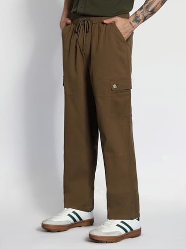 Image of Urbano Fashion Men's Loose Baggy Fit Cargo Jogger Chino Pant with 6 Pockets Stretchable
