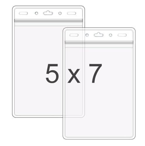 WTQ Extra Large Passport & Identification Card Holders (XXXL, Fits 4.75 x 6.75 Inserts), Vertical ID Badge Holder, Clear Plastic Name Tag Holder, Resealable & Waterproof - 50 Pack