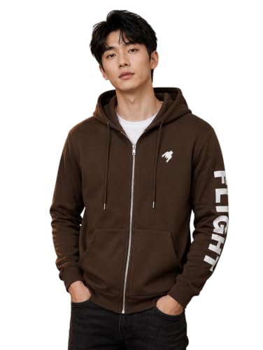 Image of Men's Graphic Zipper Hoodie | Full Sleeve Hooded with Kangaroo Pocket & Drawstring Hood | Casual Regular Fit for Winter, Travel & Everyday Wear