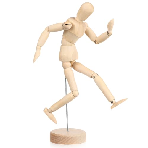 HAKIDZEL Maniquí y de Dibujo Articulado de Madera Articulaciones Flexibles Diseño Detallado Modelado de Figura Corporal y Artística para Dibujo
