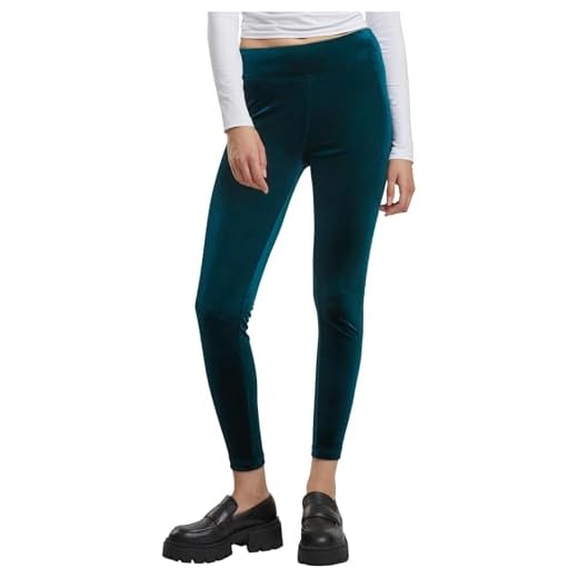 Urban Classics Ladies High Waist Velvet Leggings, Verde petróleo, 5XL para Mujer