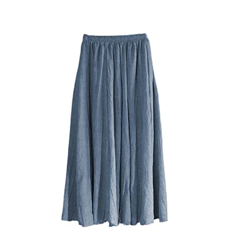 Jupe d'été en coton et lin au design rétro fluide et finitions soignées pour femme