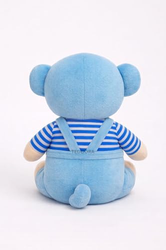Image of Bow Monkey Soft Toy for Girls Boys Kids, Sky Blue, Animal Stuffed Baby Teddy Gift Birthday, 25 cm