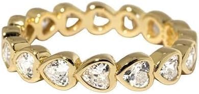 Purvika Jewels 1.50Ct Heart Cut Lab Created Diamond Eternity Wedding Band, 14K Yellow Gold Finish, 925 Sterling Silver