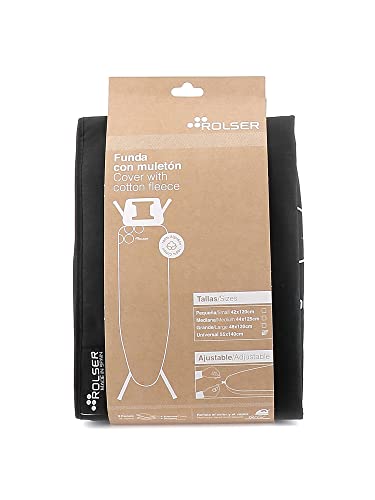 Rolser Funda 100% Algodón para Tabla de Planchar - Talla Universal 140x55 cm - Cotó Negro