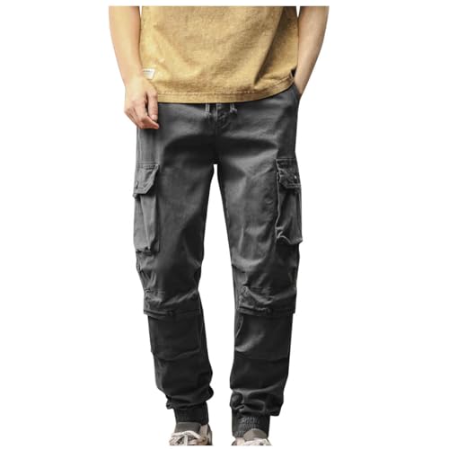 Men's Hiking Pants Drawstring Cargo Pants Lightweight Travel Pants Outdoor Tapered Casual Pant Multi Pockets