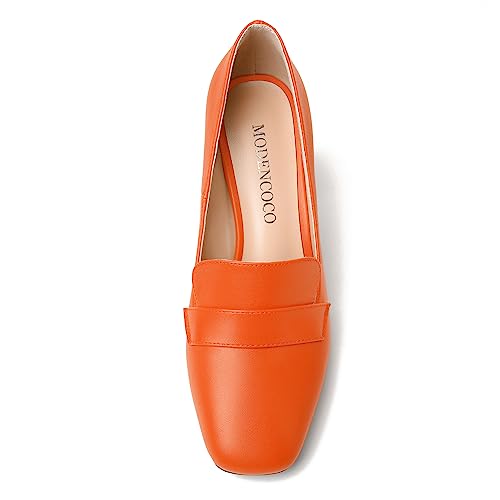 Image of MODENCOCO Womens Sexy Formal Matte Slip On Square Toe Work Block High Heel Loafers Shoes 3.5 Inch