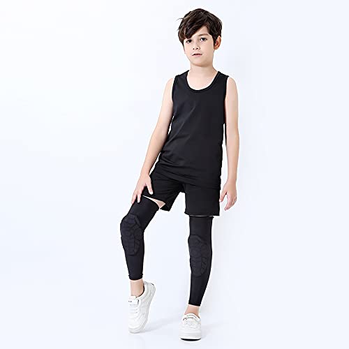 Tomshin Mangas de compressão para pernas infantis Mangas antiderrapantes para as pernas com joelheir