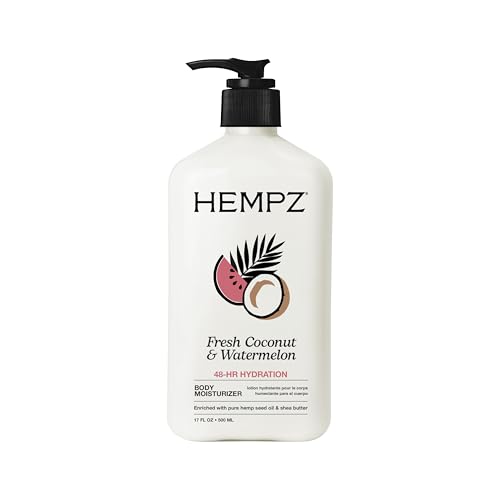 Hempz Body Lotion - Fresh Coconut & Watermelon Daily Moisturizing Cream, Shea Butter Body Moisturizer - Skin Care Products, Hemp Seed Oil - Large