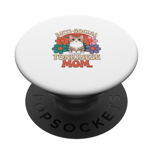 Diseño antisocial tonkinés mamá gato PopSockets PopGrip Adhesivo