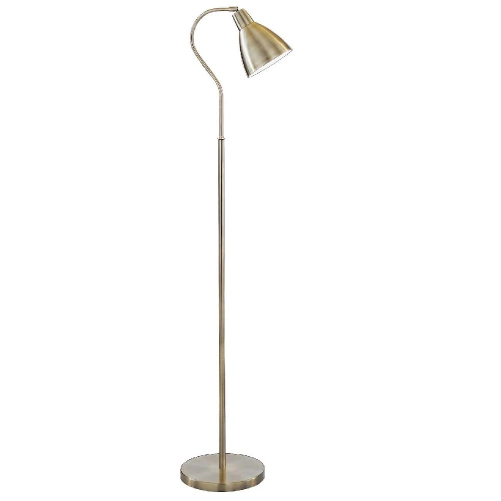 Britalia Antique Brass Vintage Retro Adjustable Dome Head Swan Neck Floor Lamp Light | 145cm Height | 1 x ES E27 Lamp Bulb Required | UK Approved | On Off Foot Switch | Industrial Vibe