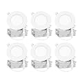 EOSMILE 4 inch 6 Pack Recessed Lighting, 5CCT LED Recessed Light with Junction Box, Dimmable Canless Wafer Downlight,2700K-5000K Selectable, 9W, 120V, 750LM, ETL FCC