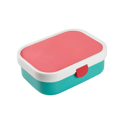 Mepal - Fiambrera Campus - Fiambrera Bento para niños - Fiambrera con compartimento bento y tenedor - Meal Prep Box con cierre de clip - Sin BPA y apta para lavavajillas - 750 ml - Turquesa con tapa
