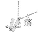 [VANZACK] 滑雪板雪結晶ペンダント チェーンネックレス 製 シンプルで繊細な鎖骨飾り ファッションアクセサリー 家族や友人への に