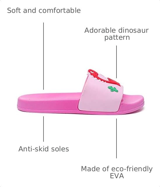 Image of MEMON Toddler Little Kids Dinosaur Beach /Pool /Shower Slides /Anti-Skid Home Bath Slippers /Cute Summer Outdoor Shoes for Girls and Boys