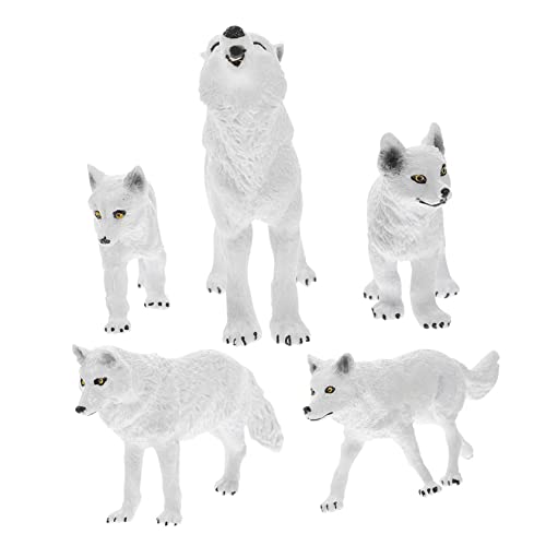 Figurines de loups réalistes en plastique blanc jouet éducatif