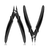 Cuworlis 2 Pack Micro Wire Cutters, 5 Inches Flush Cutters Pliers, Zip Tie Sprue Cutter for Electronics, Diagonal Side Cutters Nippers, Plastic Models, Jewelry