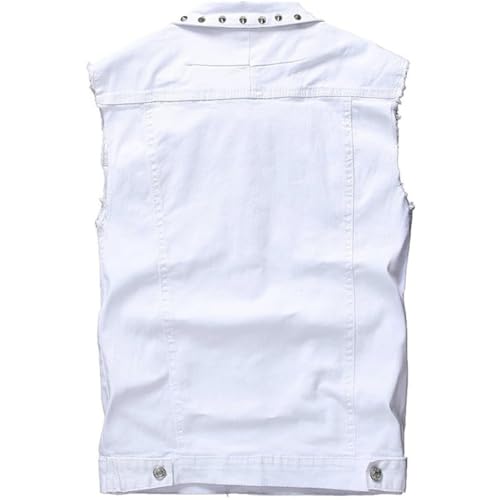 Unisex Solid Color Casual Lapel Denim Vest Sleeveless Rivets Jean Vests Jacket Outerwear2
