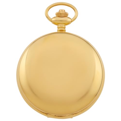 Image of Gotham Men's Classic Gold-Tone Polished Case Double Hunter 17 Jewel Mechanical Pocket Watch # GWC18807G