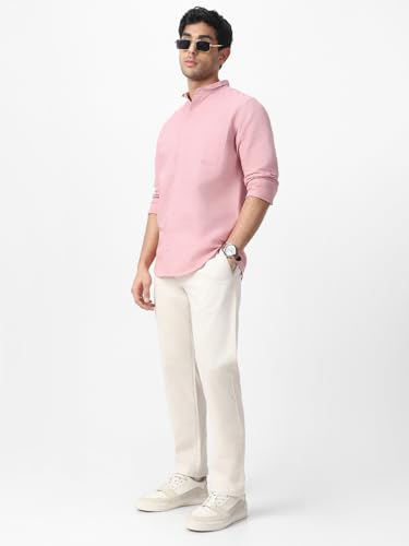 Image of Urbano Fashion Men's Cotton Full Sleeve Regular Fit Casual Solid Shirt with Band Collar