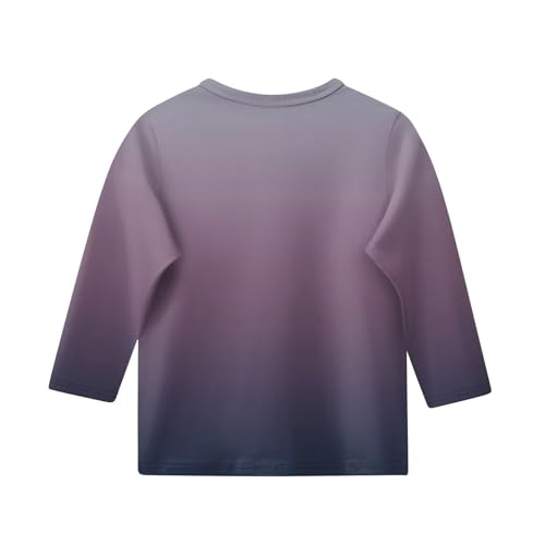 Teen Girls Floral 3/4 Length Sleeve Top Summer Crewneck Casual Athletic Blouse for Kids Soft (Purple #2, 12-13 Years)3