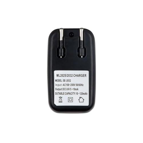 Amigocee Chargeur de Batterie 3,6 V Lithium 2032 2025 Adaptateur de Chargeur de Batterie pour Pile Bouton ML2032 ML2025 Facile à Utiliser Prise UE