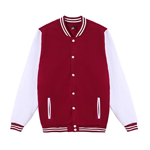 Image of Mowbeat Women Baseball Jacket Varsity Uniform Unisex Adult Long Sleeve Casual Loose Cardigan Men's Track Jacket