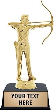 Crown Awards Archery Trophies with Custom Engraving, 6" Personalized Male Archery Trophy On Black Base