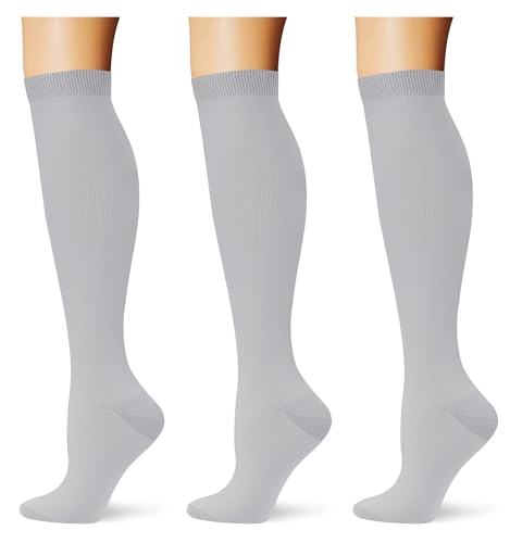 Image of (3 pairs) Compression Socks 20-30 mmHg Long Knee High Socks for Women Men Support Athletic Travel Daily Wear